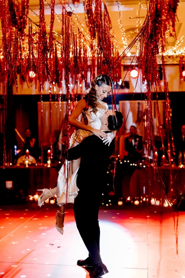 Glamorous Winter Wedding Deep Red Florals