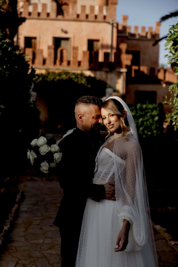 Modern Edgy Wedding White And Black Roses