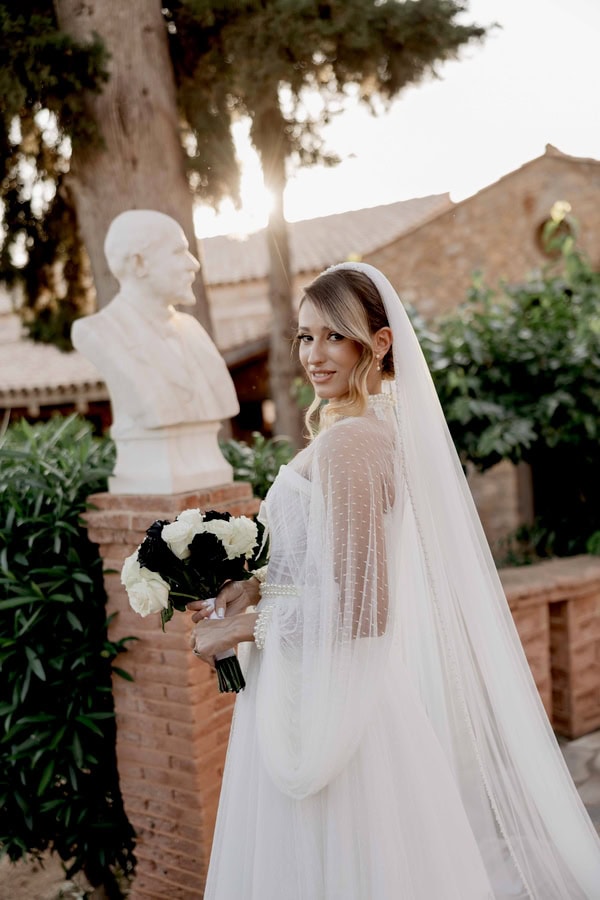 Modern Edgy Wedding White And Black Roses