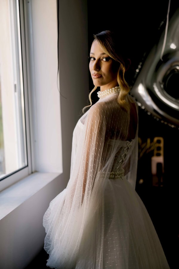 Modern Edgy Wedding White And Black Roses