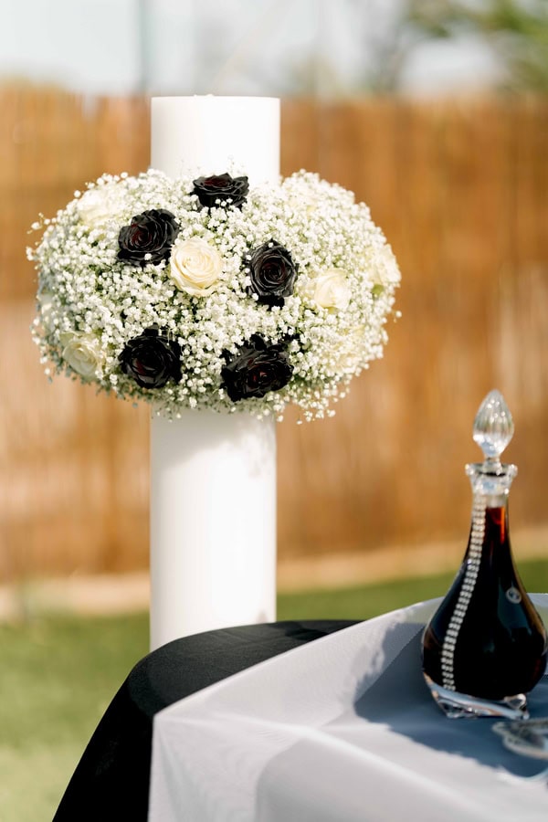 Modern Edgy Wedding White And Black Roses