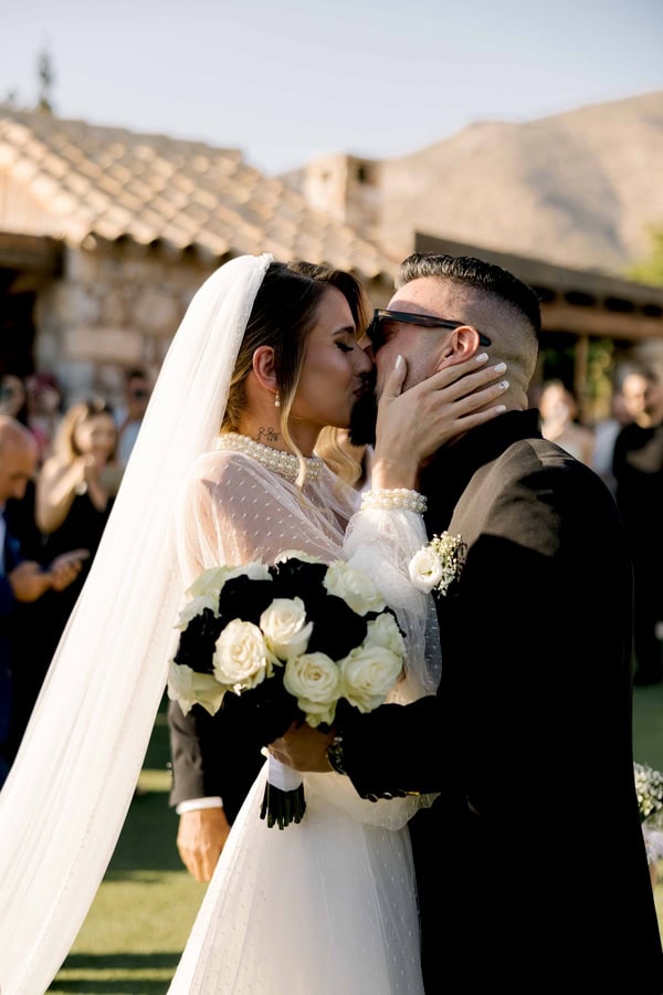 Modern Edgy Wedding White And Black Roses