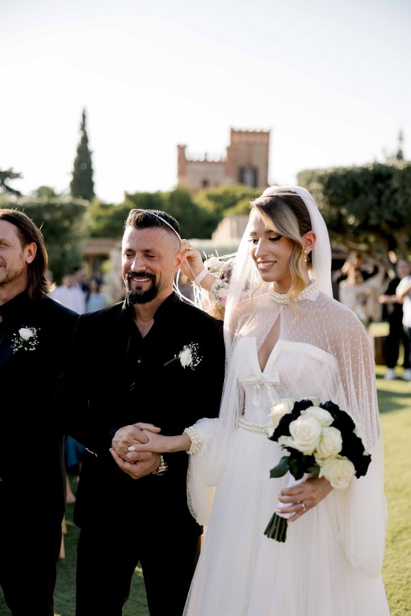 Modern Edgy Wedding White And Black Roses