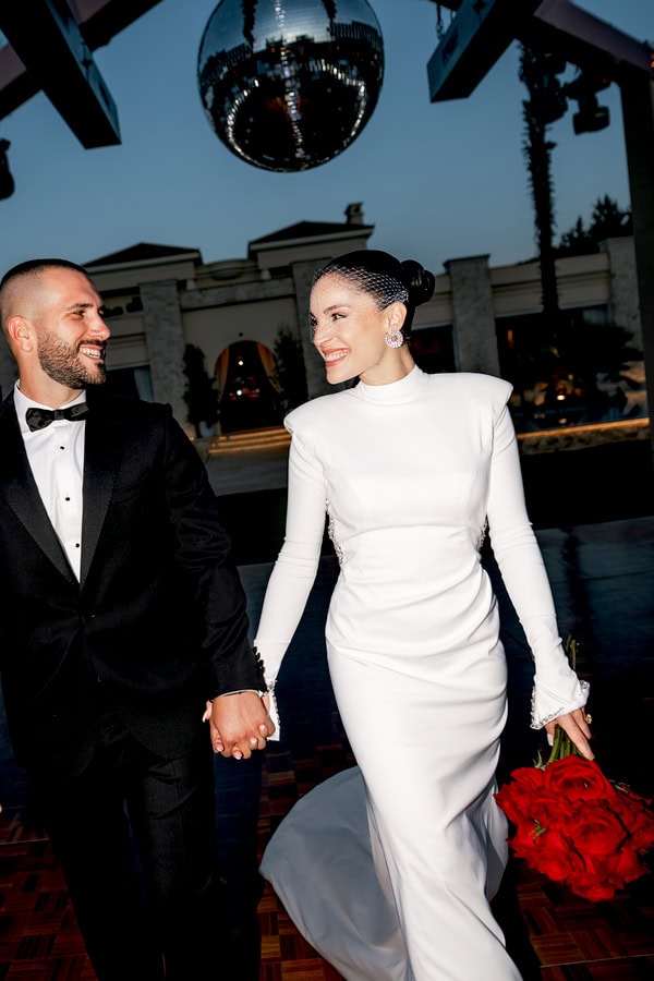Modern Wedding Athens Deep Red Roses