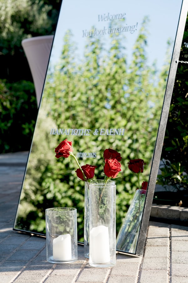 Modern Wedding Athens Deep Red Roses