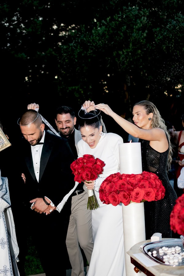 Modern Wedding Athens Deep Red Roses