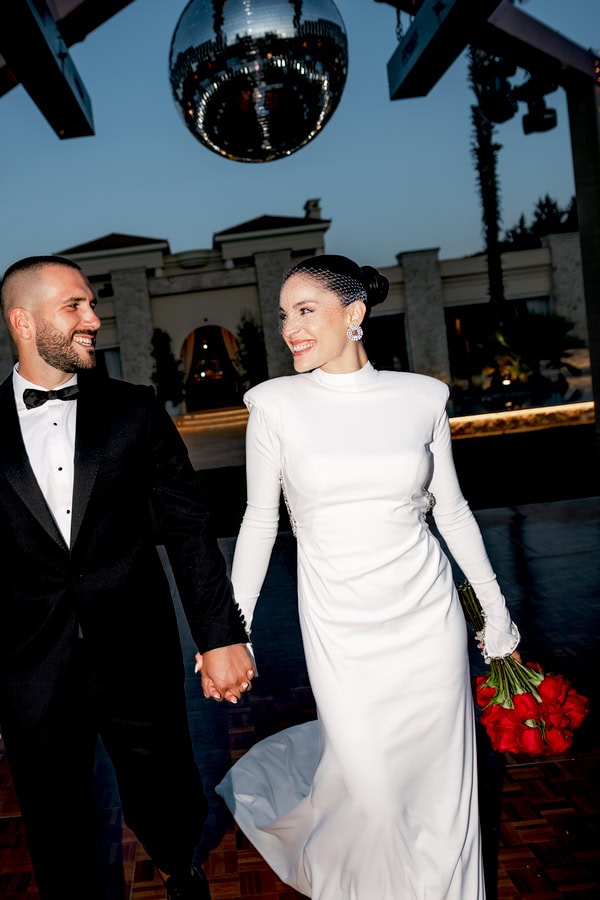 Modern Wedding Athens Deep Red Roses
