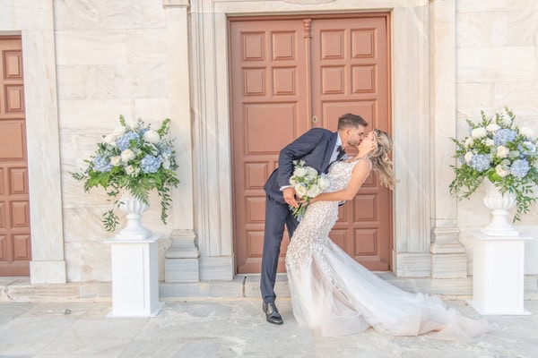Romantic Wedding Tinos Blue White