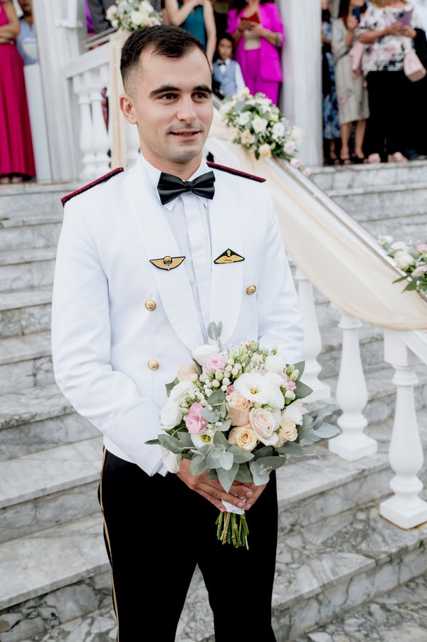 Beautiful Military Wedding White Pale Pink Flowers