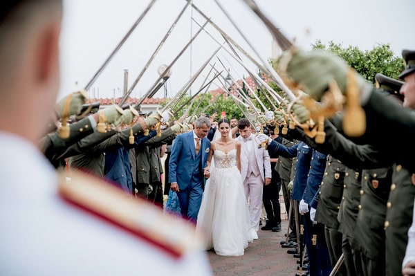 Beautiful Military Wedding White Pale Pink Flowers