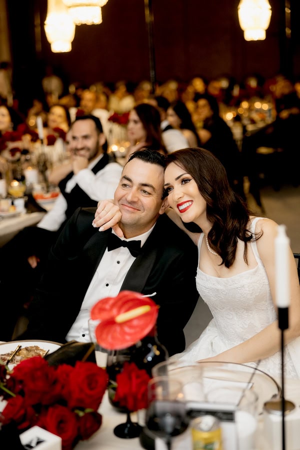 Old Money Hollywood Style Wedding Red Black