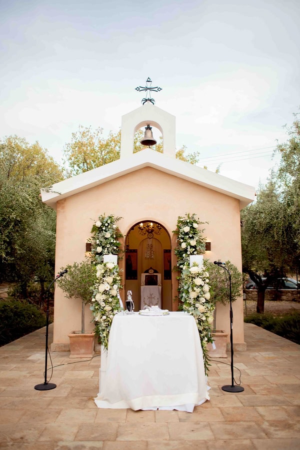 Romantic Autumn Wedding White Flowers Papagiannakos Winery