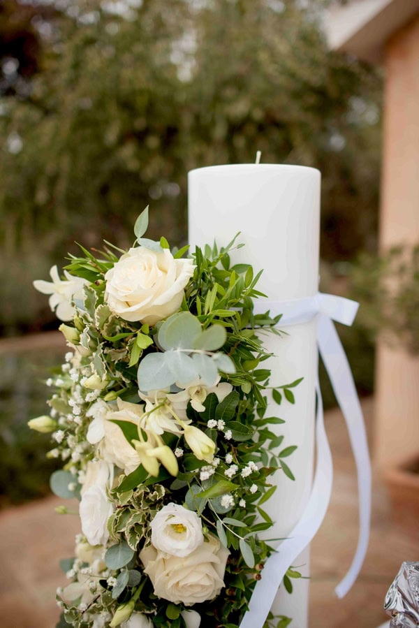 Romantic Autumn Wedding White Flowers Papagiannakos Winery