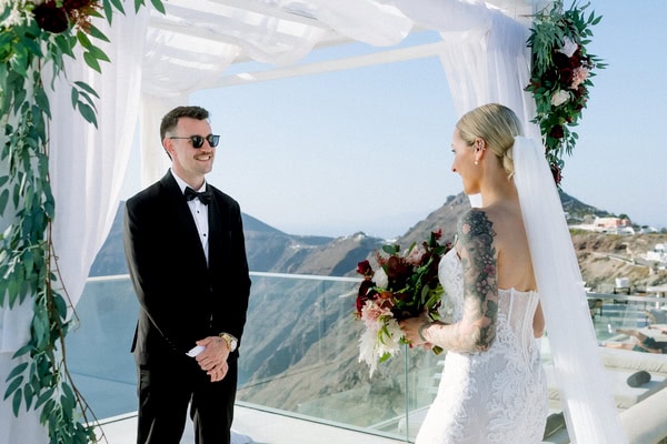 Romantic Destination Wedding Santorini Caldera