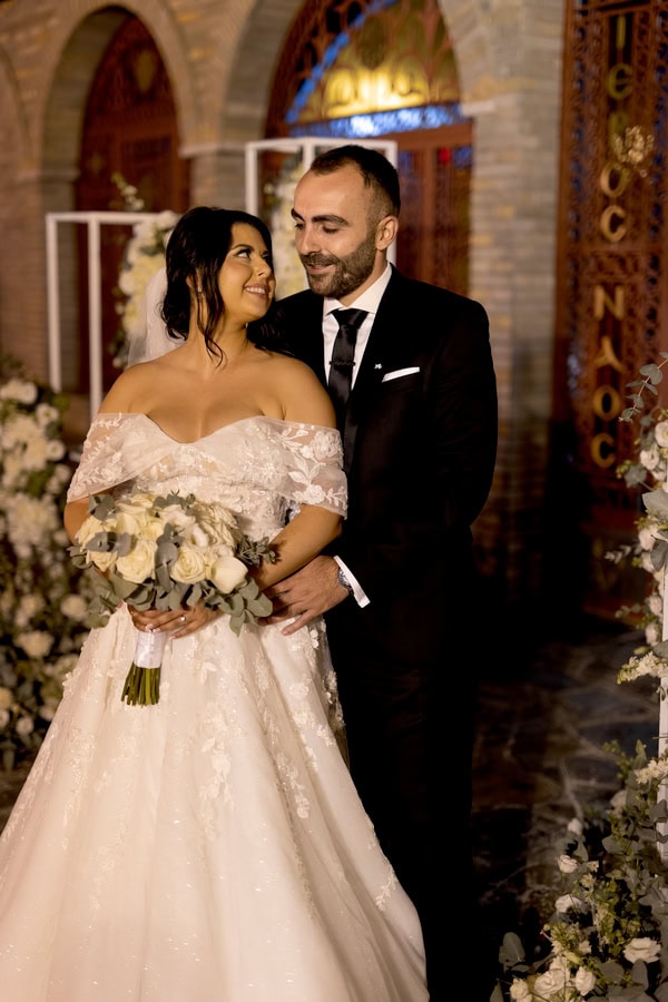 Romantic Autumn Wedding In Litohoro With White Floral Arrangements