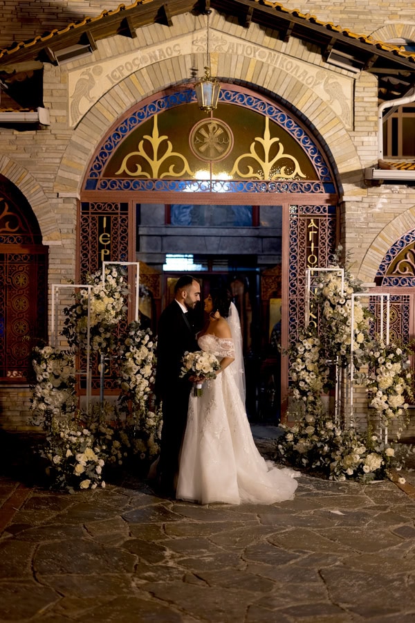 Romantic Autumn Wedding In Litohoro With White Floral Arrangements