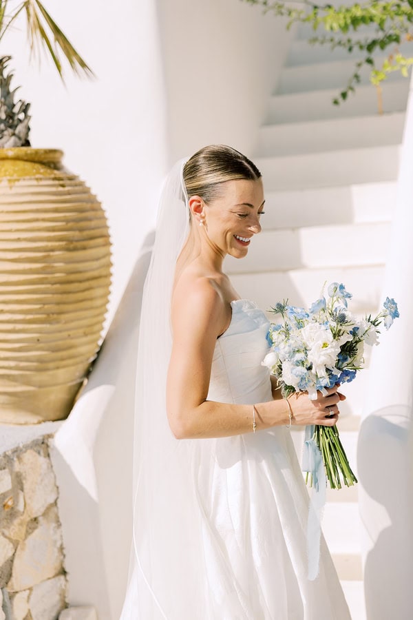 Romantic Dusty Blue Ivory Destination Wedding Paros