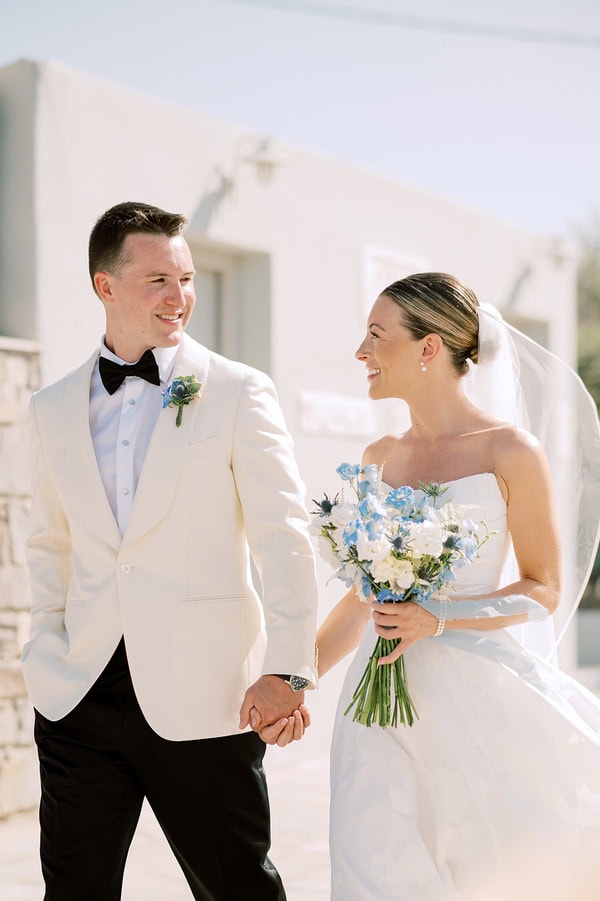Romantic Dusty Blue Ivory Destination Wedding Paros