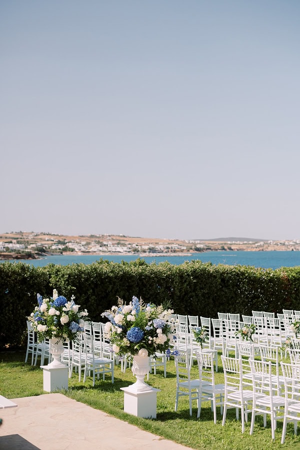 Romantic Dusty Blue Ivory Destination Wedding Paros