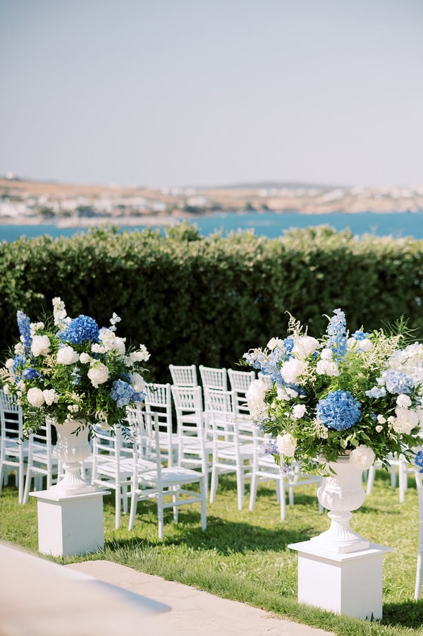 Romantic Dusty Blue Ivory Destination Wedding Paros