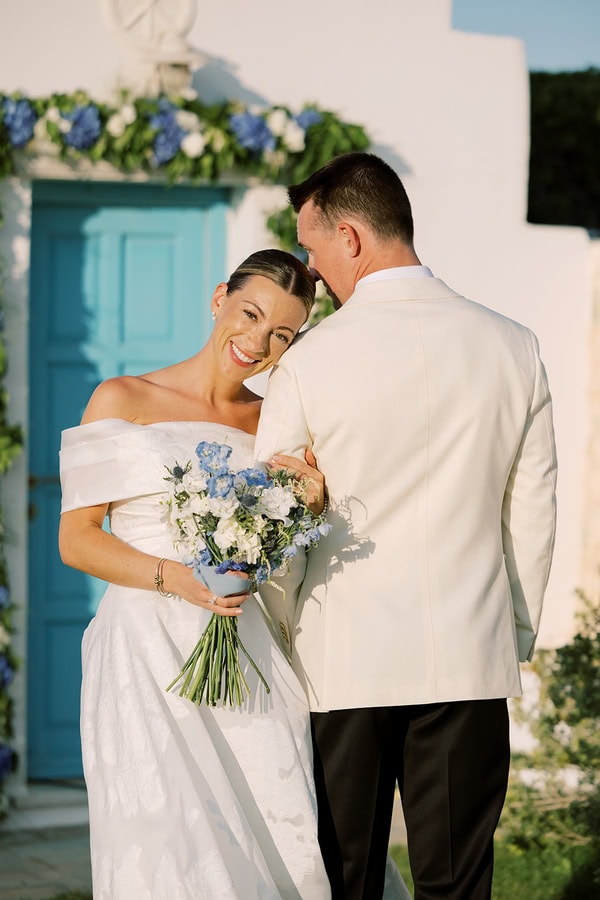 Romantic Dusty Blue Ivory Destination Wedding Paros