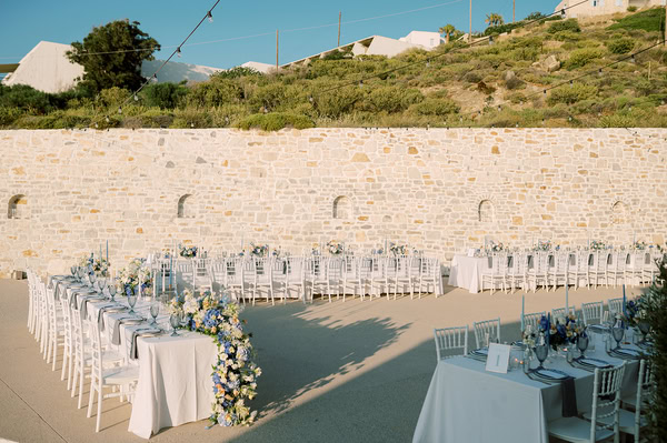 Romantic Dusty Blue Ivory Destination Wedding Paros