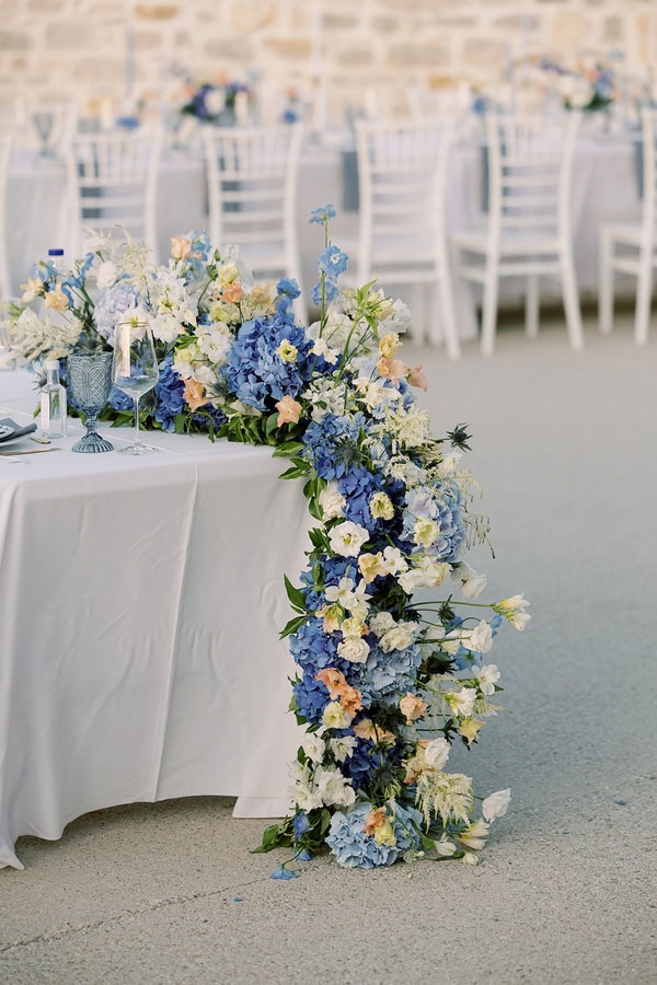 Romantic Dusty Blue Ivory Destination Wedding Paros
