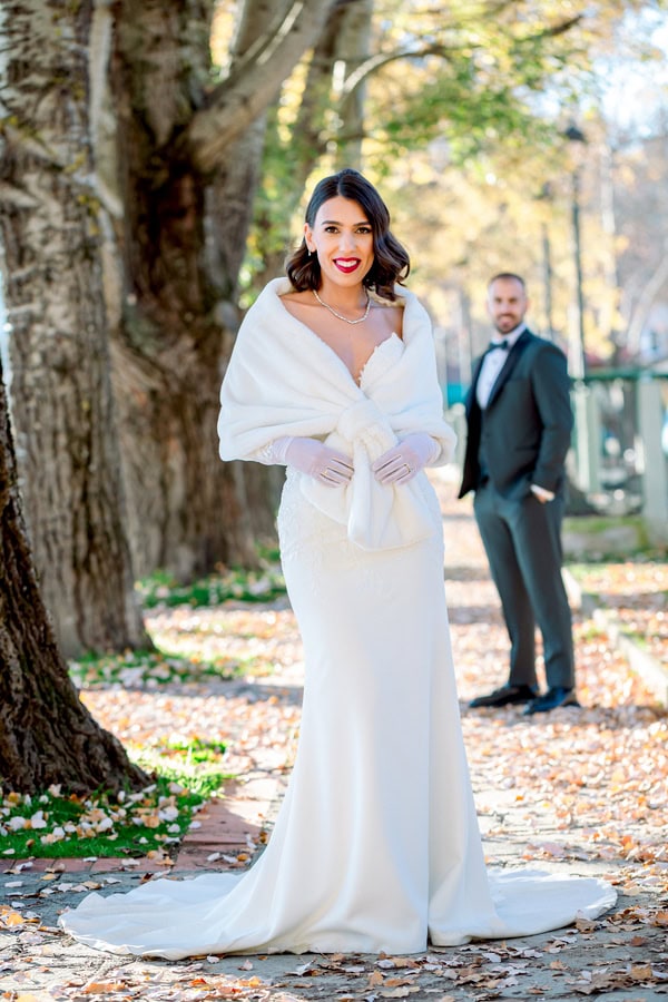 Romantic Winter Wedding White Red Flowers