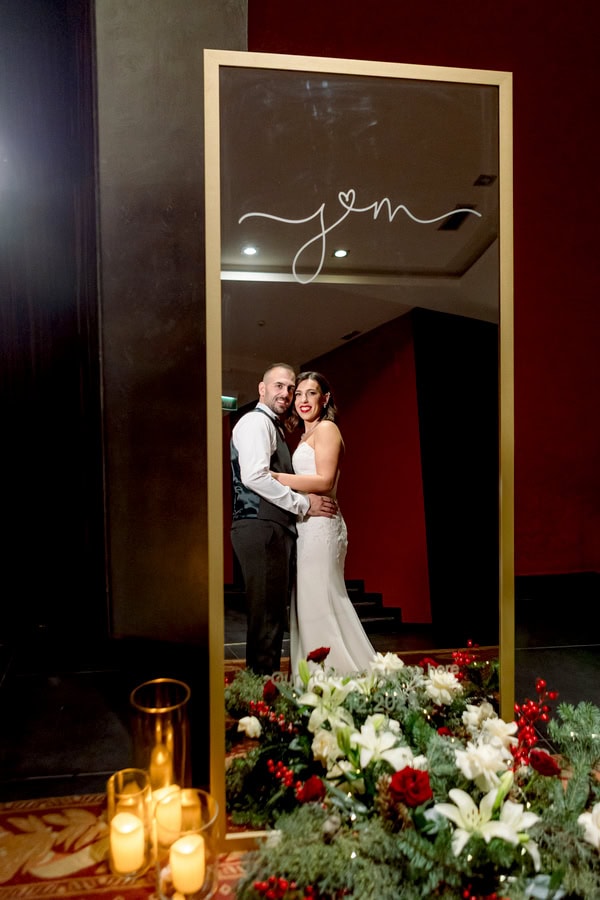 Romantic Winter Wedding White Red Flowers