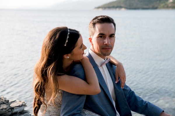 Wedding In Portaria Pelion With Romantic Flowers And Stunning View