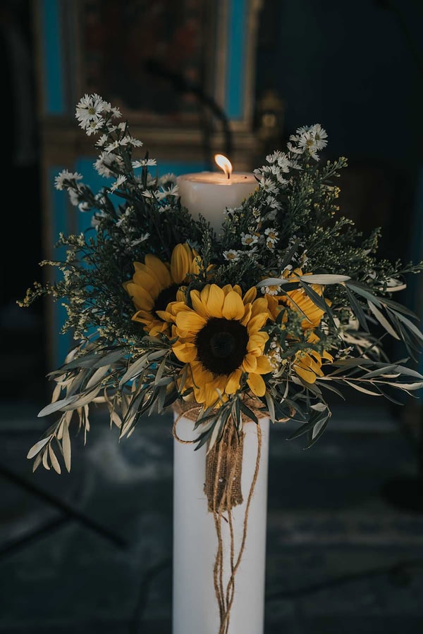 Rustic Autumn Wedding Lefkada Sunflowers