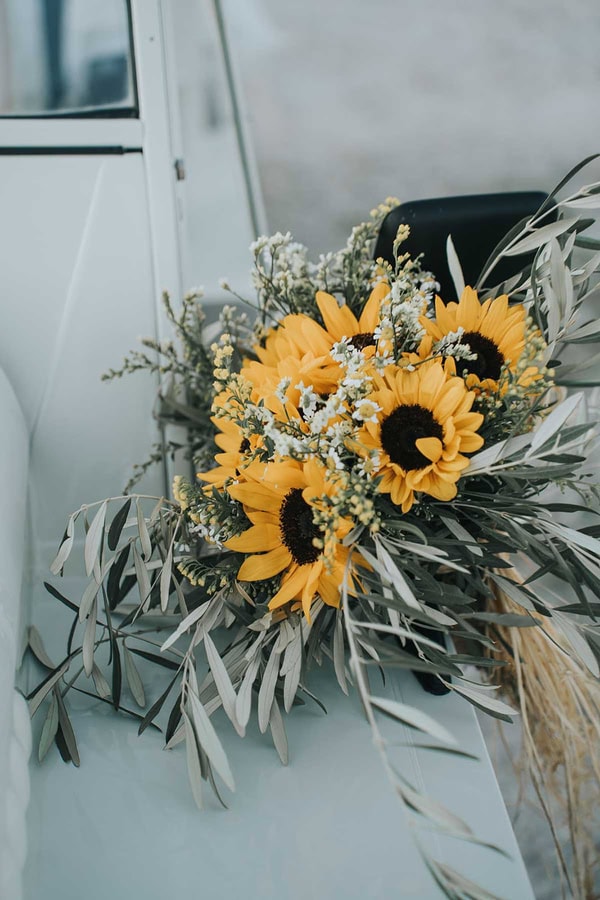 Rustic Autumn Wedding Lefkada Sunflowers