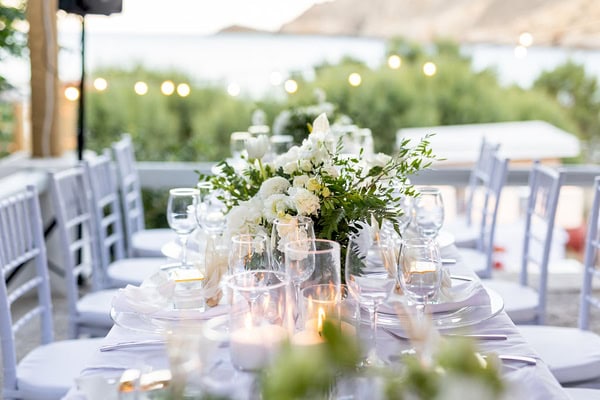 Chic Wedding Decoration With White Florals Cycladic Flair