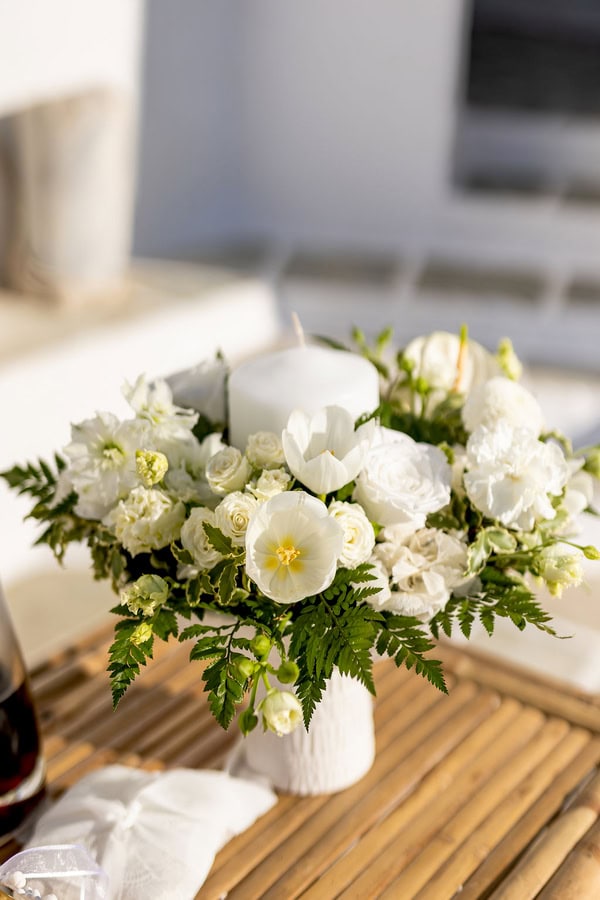 Chic Wedding Decoration With White Florals Cycladic Flair