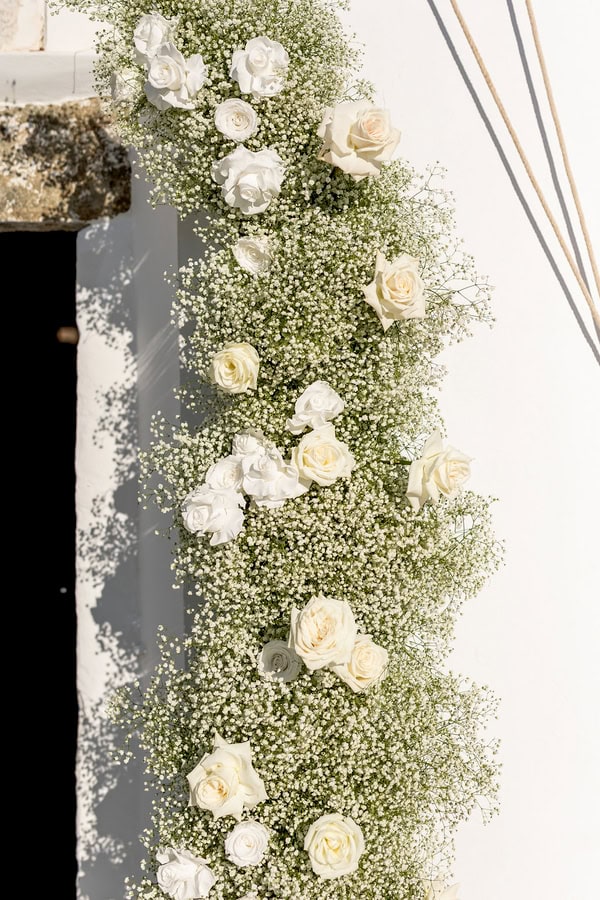 Chic Wedding Decoration With White Florals Cycladic Flair