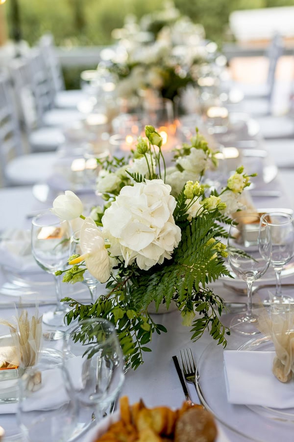 Chic Wedding Decoration With White Florals Cycladic Flair