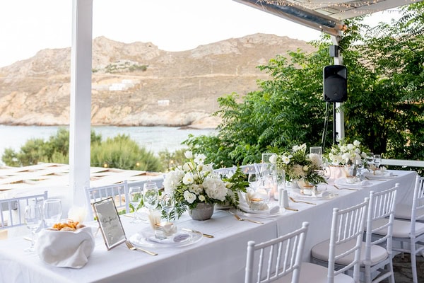 Chic Wedding Decoration With White Florals Cycladic Flair