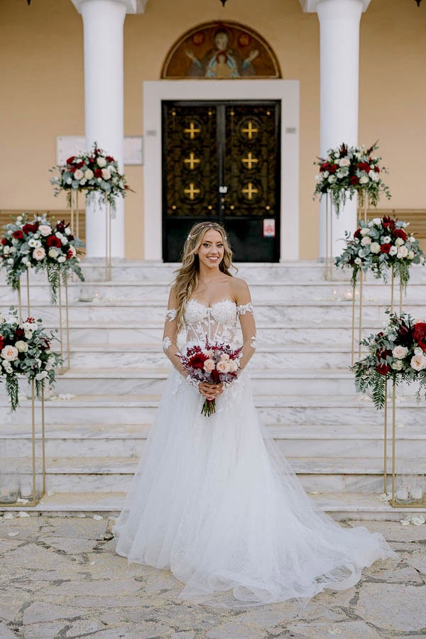 Romantic Fall Wedding White Red Flowers