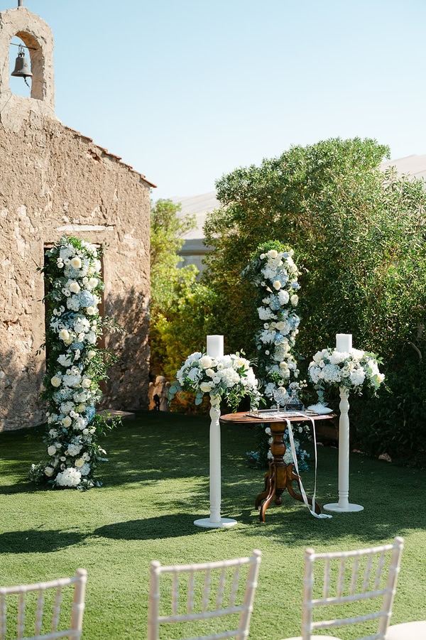 Romantic White Blue Wedding Pyrgos Melissourgou
