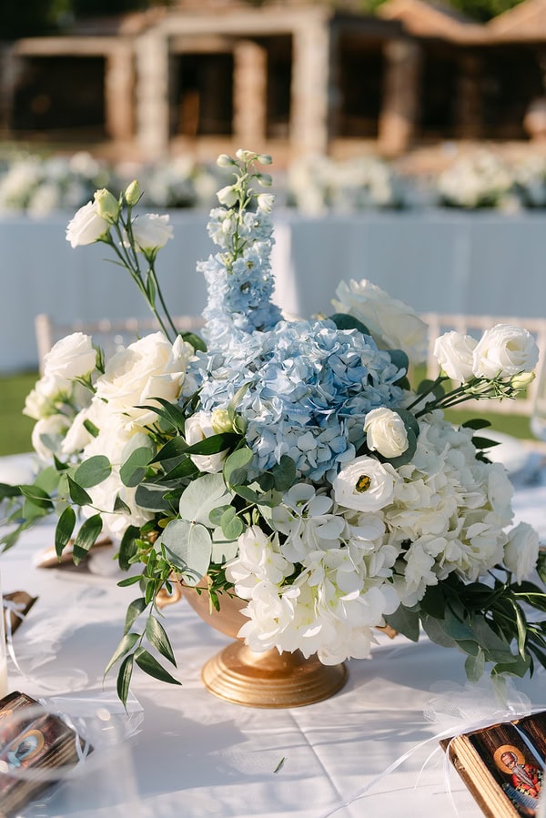 Romantic White Blue Wedding Pyrgos Melissourgou