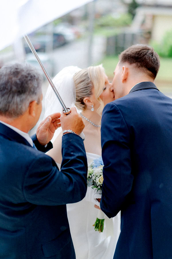 Spring Wedding With White And Blue Floral Decor In Agrinio