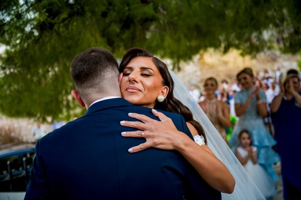 Summer Wedding With White Floral Arrangements In Nafplio
