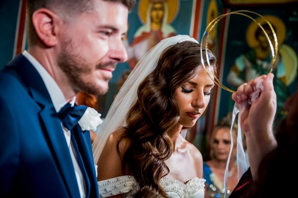 Summer Wedding With White Floral Arrangements In Nafplio