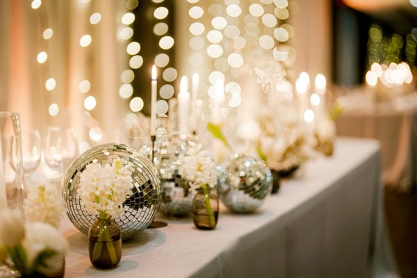 Wedding Decoration White Black Disco Balls Inspiration