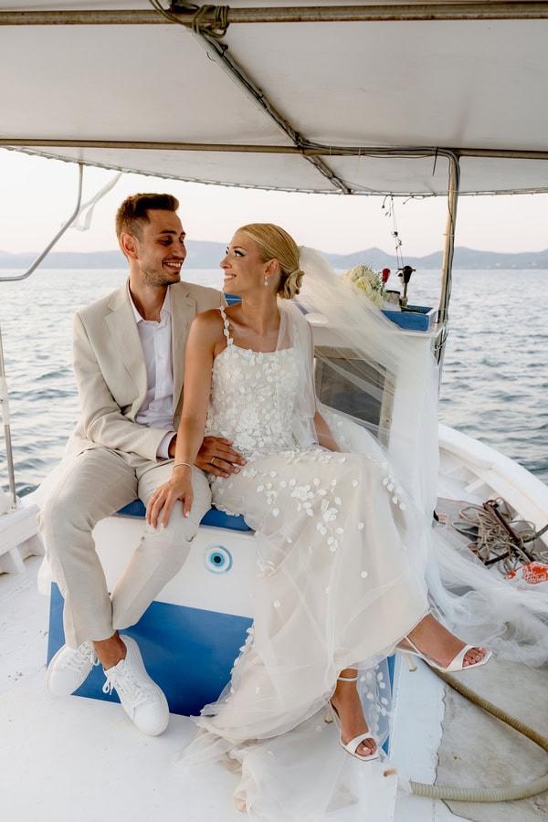 Chic Summer Wedding In Mytilene With All White Decoration