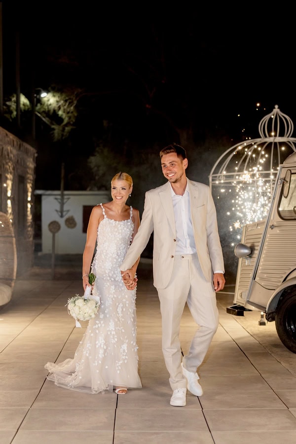 Chic Summer Wedding In Mytilene With All White Decoration