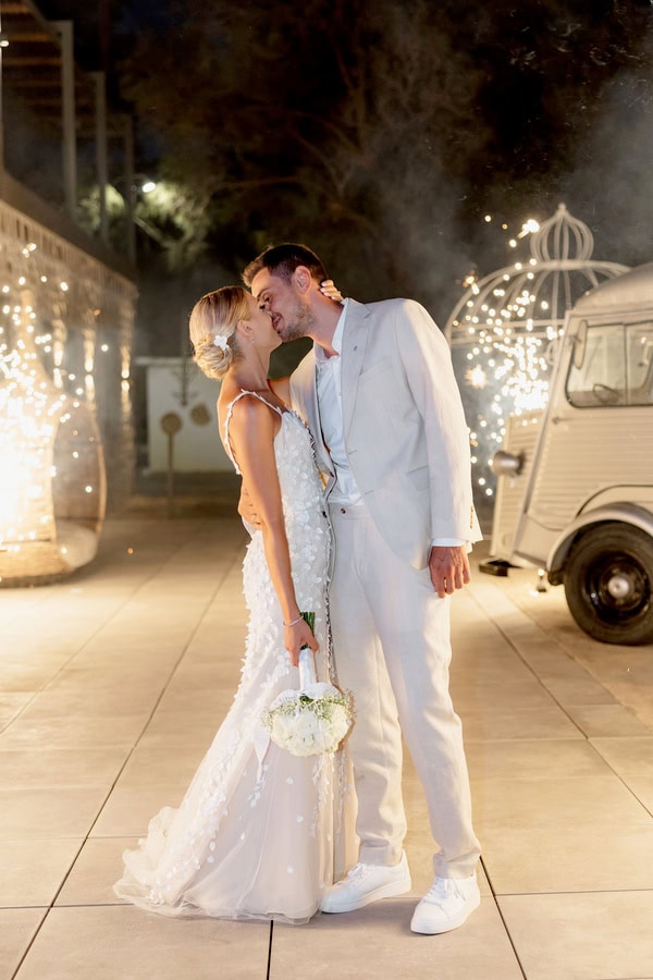 Chic Summer Wedding In Mytilene With All White Decoration
