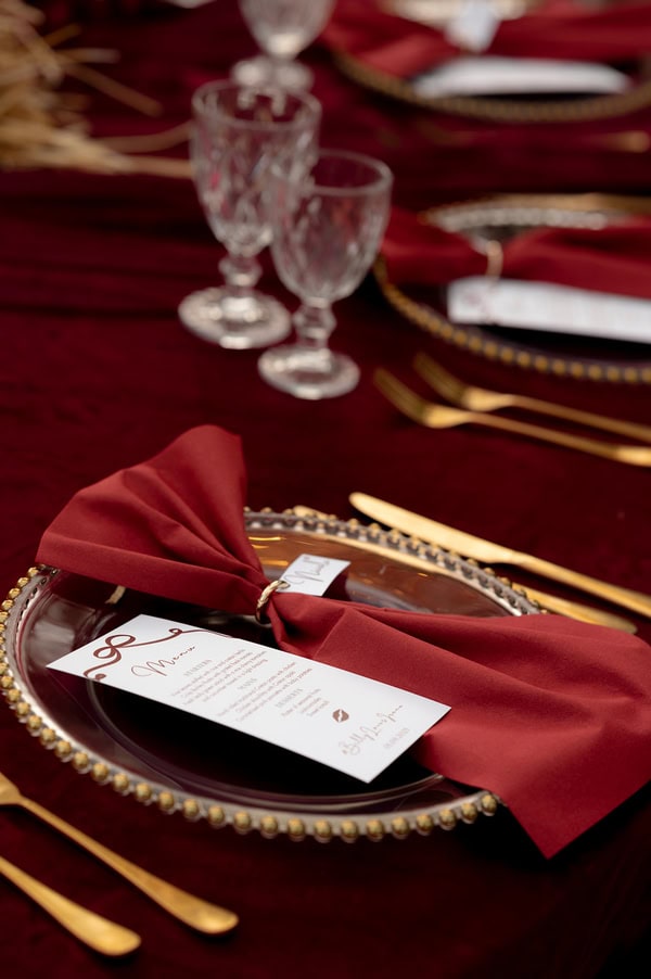 Dramatic Styled Shoot Deep Red Roses Wheat