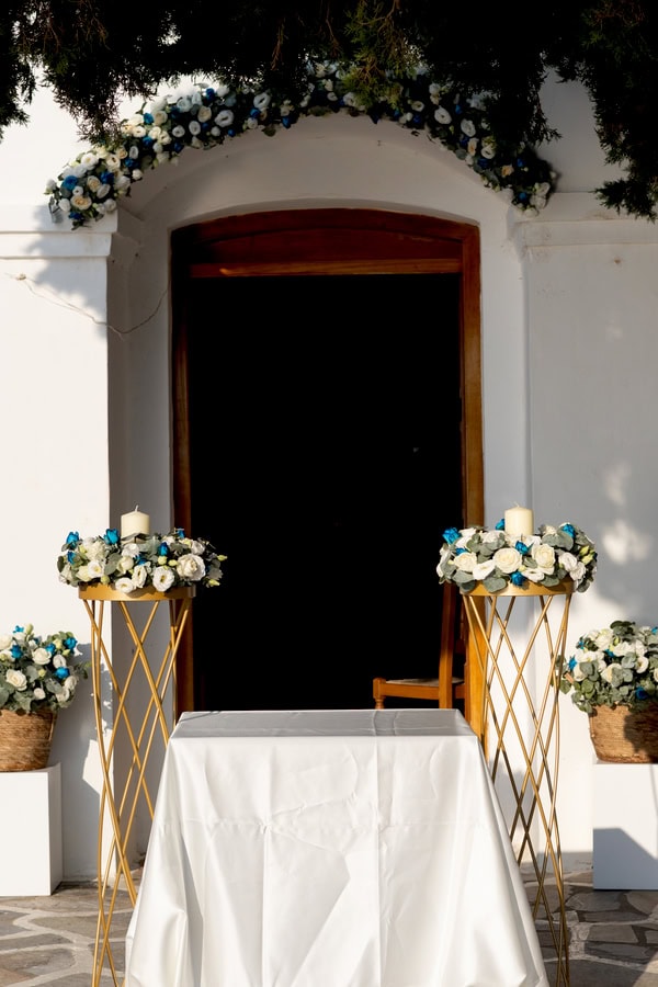 Romantic Wedding Kythnos White Blue Colors