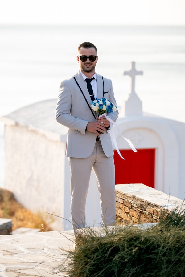 Romantic Wedding Kythnos White Blue Colors